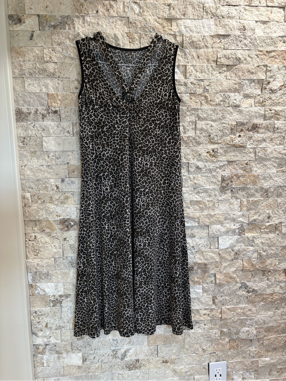 Leopard Cheetah Print V-Neck Dress Size Large